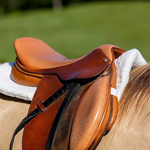 Horze Fur Half Pad - Durable, Quilted, Breathable, Non-Slip Correction Saddle Pad With Fleece Underside And Faux Fur - White (Horse) #TOP6