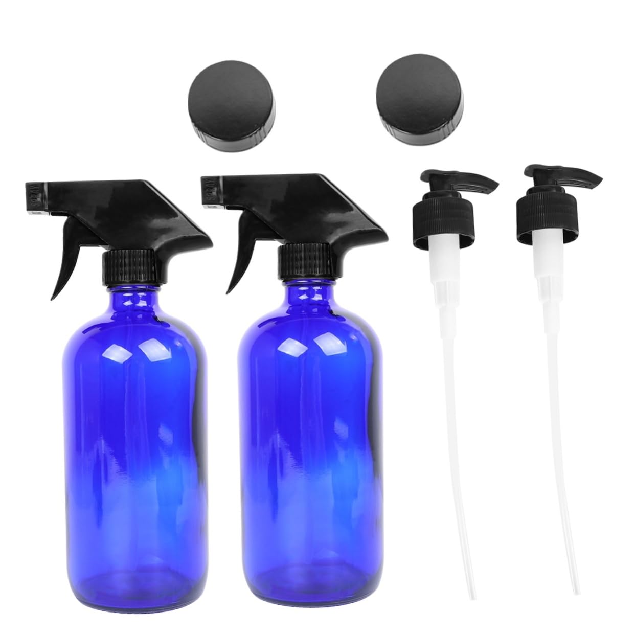 PACKOVE Bottiglia Spray in Vetro 500ml Pompa Pressione e Coperchio, Set da 2 Bottiglie Reutilizzabili per Profumo e Trasporto Viaggio