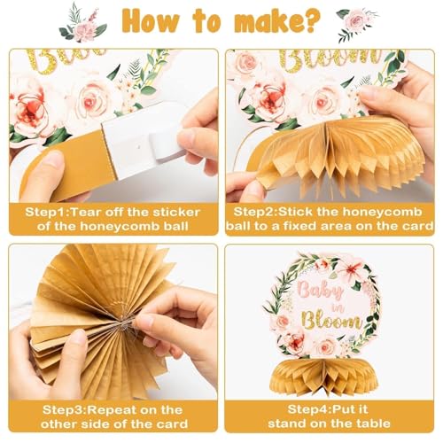 Image of ANGOLIO Floral Girl Baby Shower Honeycomb Centerpiece, 12Pcs Party Supplies