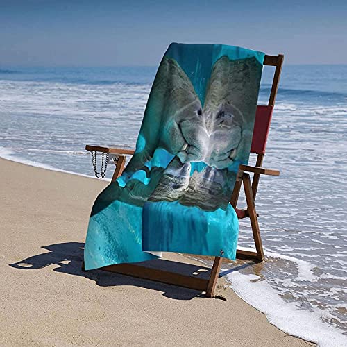 Epushow Lovely Manatee Lovers Kiss Beach Towel Super Thick Bath Towel Swimming Pool Soft Blanket #TOP6
