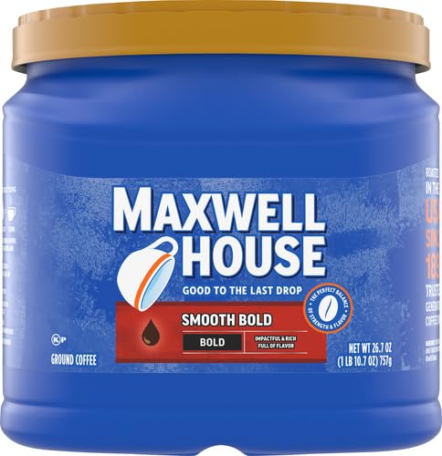 Image of Maxwell House Smooth Bold Dark Roast Ground Coffee, 26.7 oz Canister (Pack of 6)