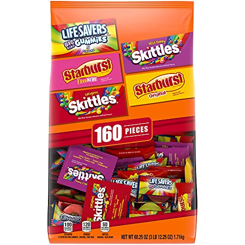 STARBURST, SKITTLES & LIFE SAVERS Gummy Mixed Bulk Halloween Candy Assortment - 60.25oz/160ct