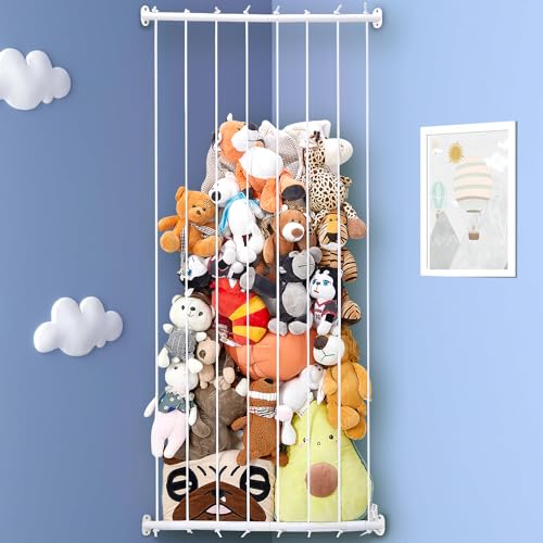 HAVEDAWN Stuffed Animal Storage - Corner Hammock Net for Plushie Toys - Zoo Style Organizer, Save Space, Perfect for Toddler Boys & Girls - Wall Decor