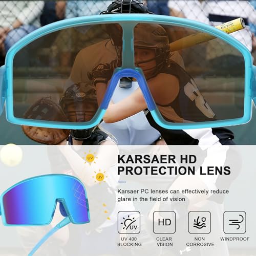 Karsaer Vision Sport Youth Baseball Sunglasses Softball Cycling Glasses UV400 Protection for Boys Girls 8-162