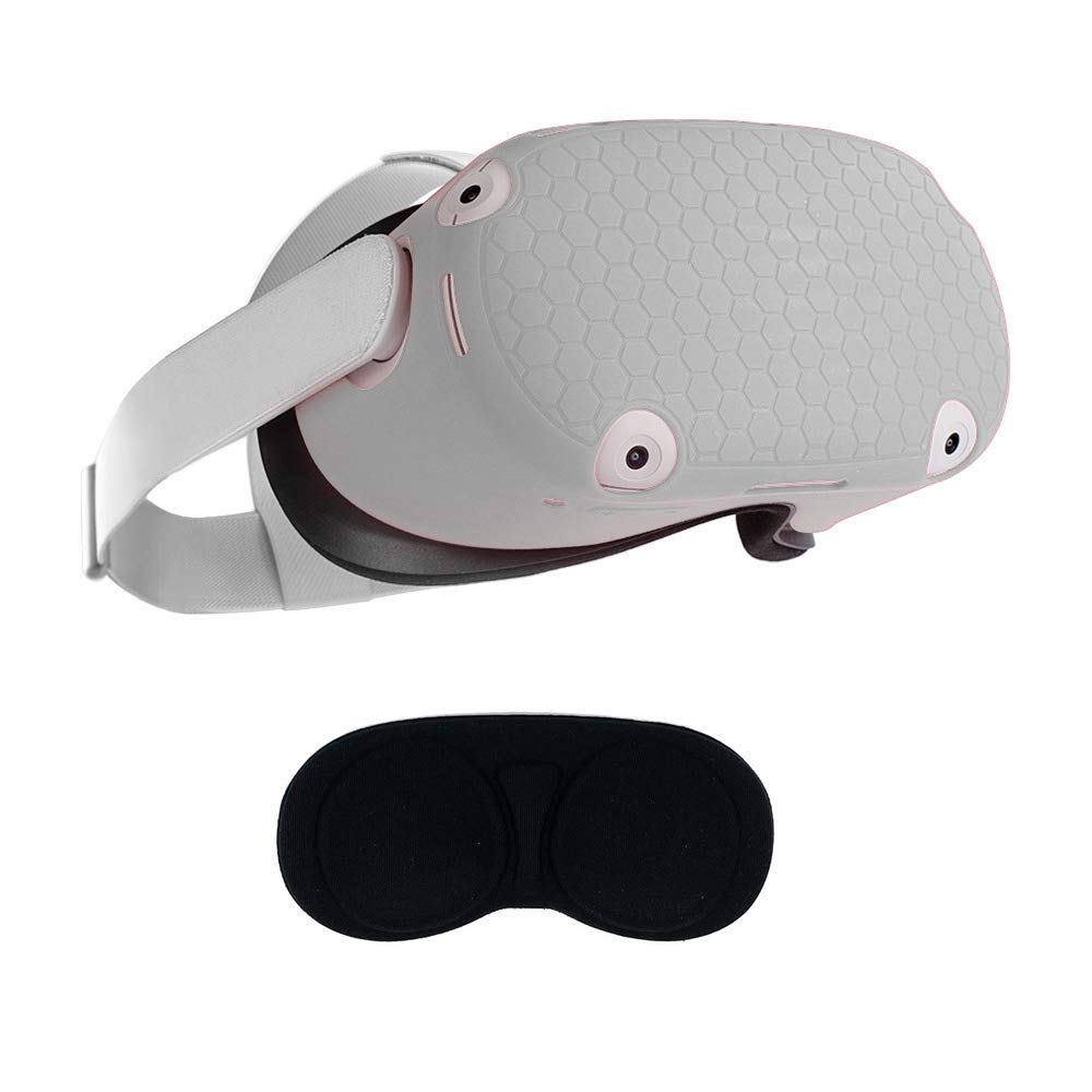 Front Cover with Lens Protector for Oculus Quest 2 VR Shell Protective Skin Lens Protect Cover for Oculus Quest 2 Headset Accessories by pordsioc (White)