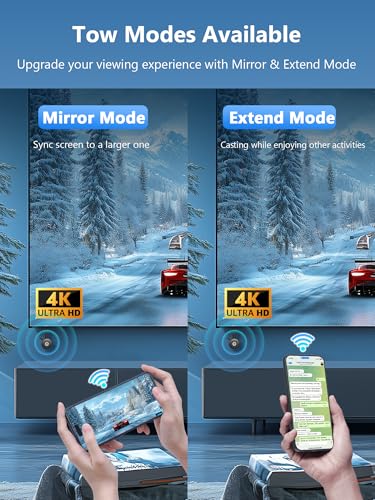 4K Wireless HDMI Dongle für TV, 2.4/5G Miracast WI-FI Airplay Display Adapte, Tragbar HDMI Kabellos Empfänger Casting Video für Phone i-OS Android Pad DLNA Miracast MacOS PC zu HDTV Beamer Monitor