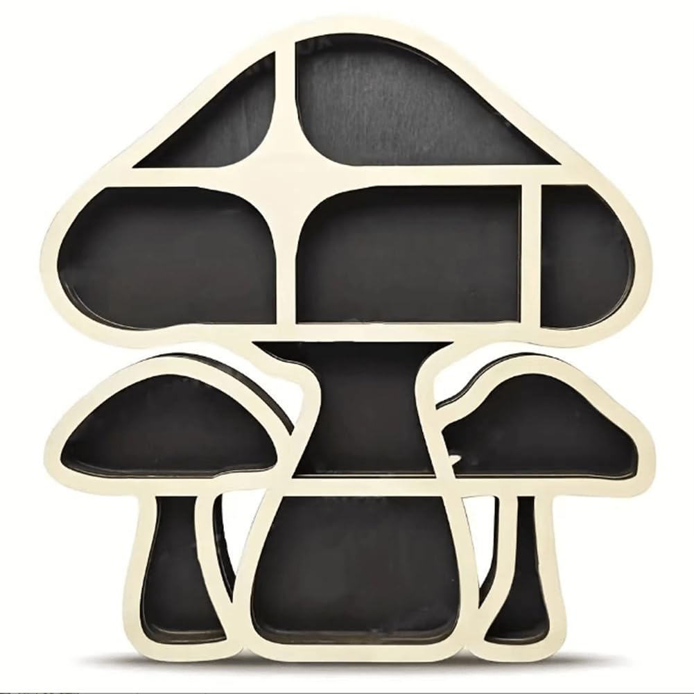 CTRLZS Mushroom-Shaped Shelf Multi-Layer Storage Rack Wall Decoration Pendant Wooden Craft Crystal Stone Storage Rack