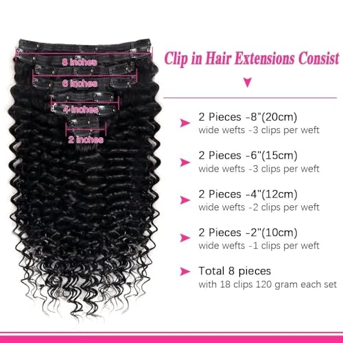 Extensiones de cabello para solucionar la falta de volumen, clip de 22" y onda profunda 5