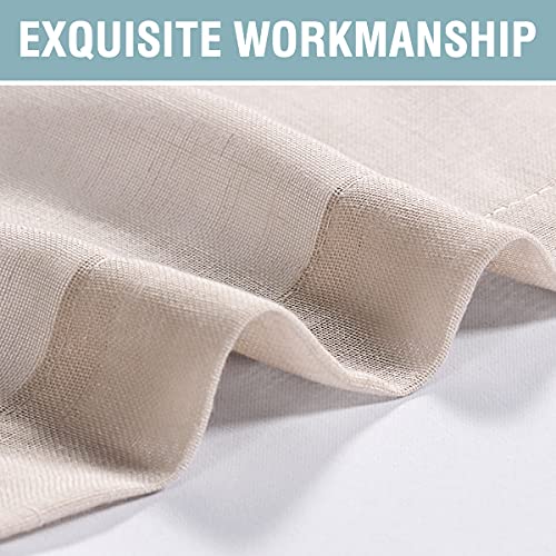 Outdoor Linen Sheer Curtains for Patio Waterproof - Indoor/Outdoor Divider Privacy Added Light Filtering Porch Decor with Detachable Self-Stick Tab Top for Gazebo/Cabana, Natural, 2 Pieces, W52 x L84