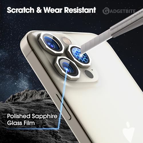 Image of GadgetBite Snaptra Octagon Lens Protector Compatible With iPhone 16 Pro & iPhone 16 Pro Max - 9H Tempered Glass Camera Cover with Metal Ring, Scratch-Resistant,Camera Lens - Natural Titanium