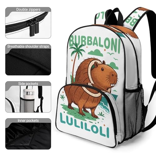 Burbaloni-luliloli Merch Large Travel Backpack Italian-Brainrot Meme Waterproof Lightweight Daypack White 44x32x19cm3