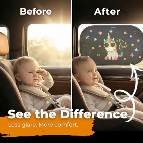 Image of CARAMAZ Car Window Shade for Baby with Certified UV-Protection 2 Pack - 20 inchx12 inch