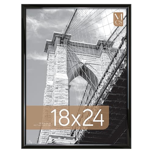 MCS Trendsetter 18x24 Poster Frame Black High-Gloss, Vertical & Horizontal Wall Hanging Large Picture Frame for Photos, Posters & Art Prints (1-Pack)