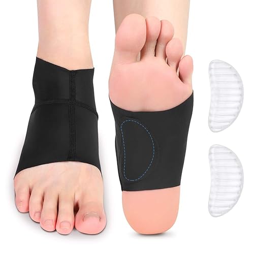 Soporte de arco, manga de tobillo con soporte de arco, protector de tobillo con almohadillas de gel para fascitis plantar, espolones de talón, dolor