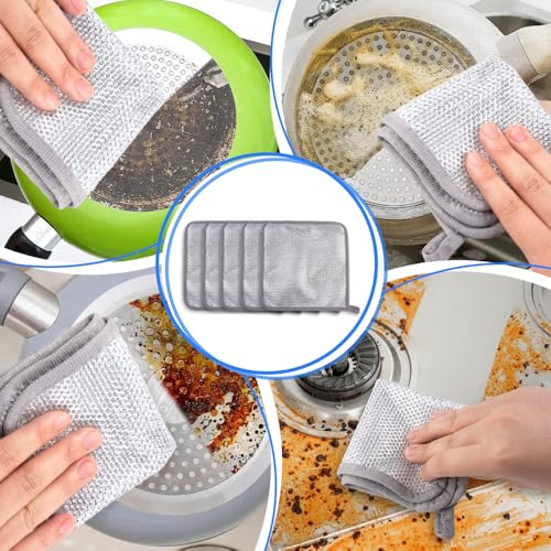 5 Stück Draht Reinigungstuch, Meta Wipe Drahtreinigungstuch, Reinigungstuch Metallfaser, Double-Side Scratch-Free Wire Dishcloth, Mehrzweck GeschirrspüLlappen Aus Draht für Zuhause, Küche, 20x20 cm