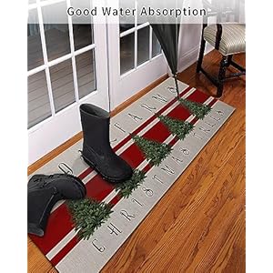 Front door mat merry christmas farmhouse christmas tree indoor outdoor entrance doormat washable floor mats for front door bathroom kitchen runner rugs 24×71 inch  urban country home decor