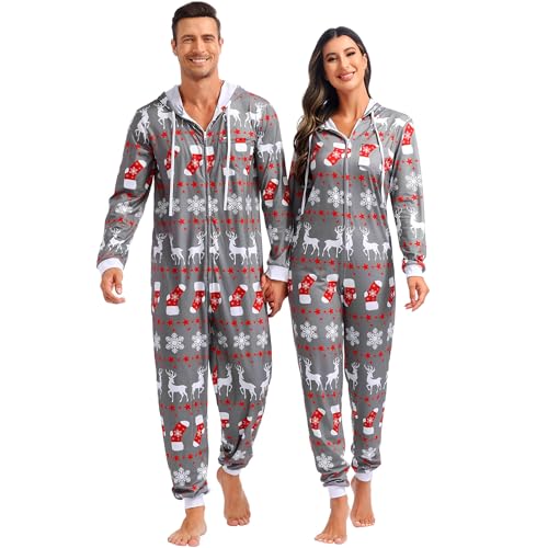 frawirshau Christmas Onesie Pajamas For Family Couples Onesie Pajamas For Women Onesies2