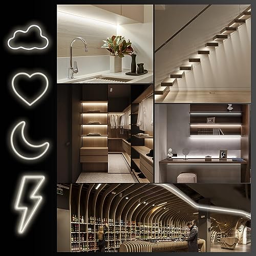 Tira de LED Neon 3.28 ft 6500K Luz Blanca Flexible IP65 miniatura 6