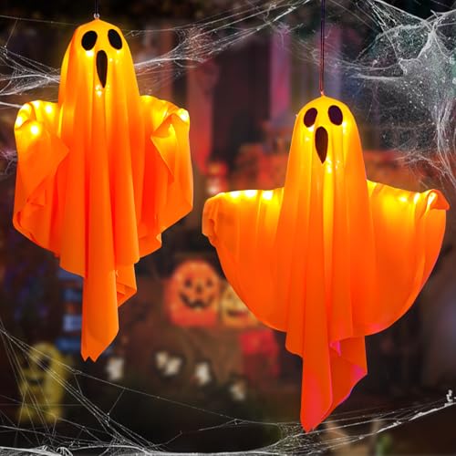 Fantasma Halloween da Appendere, 2pcs Decorazioni per feste di Halloween, Fantasma Halloween Giardino, Halloween Decorazioni Horror Esterno per Anteriore Yard Giardino Halloween Décorations