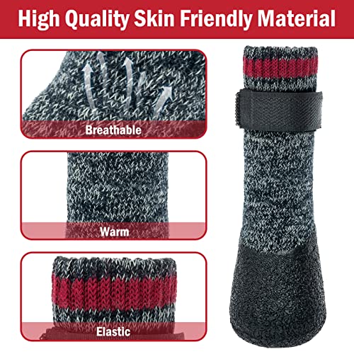 Image of Mihachi Dog Socks Rubber Sole Paw Protectors with Straps Traction Control Anti-Slip Waterproof Boots Winter Paw Protectors