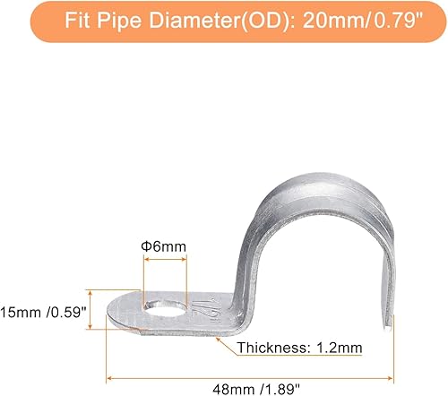 Miniatura 2 de uxcell 18 correas de tubo EMT de 34 pulgadas, correas de un agujero, abrazadera de tubo de acero chapado en zinc, costilla reforzada para conductos