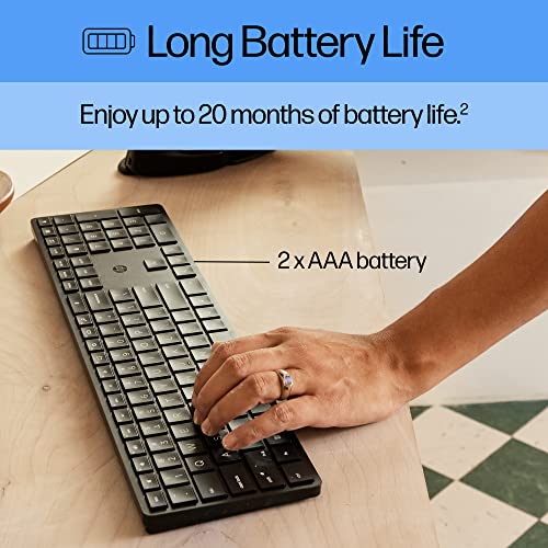 Hp 450 Programmable Wireless Keyboard - Slim, Ergonomic Design W/Number Pad - Wireless Usb - 20 Programmable Keys, 4 Leds, Chiclet Keys - Up To 2-Year Battery Life - Win, Chrome, Macos (‎4R184Aa#Abl) #TOP4