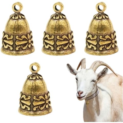 NIUNIUZHENG 4 Pcs Cow Bells Cow Horse Sheep Grazing Copper Bells Cattle Goat Farm Animal Loud Bronze Bell Small Metal Cow Bell for Dogs Collar Pet Anti Theft Accessories Bell Cover
