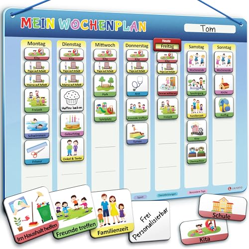 LIKARTO Wochenplaner Kinder – [DAS ORIGINAL] – Montessori Aufgabenplaner & Magnettafel – individuell anpassbar – Klassisch