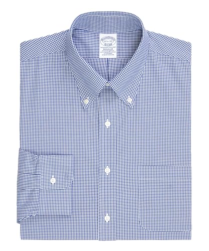 [Brooks Brothers] ブルックスブラザーズ ノンアイロン スーピマコットンストレッチ ギンガムチェック ドレスシャツ Regular Fit 100200481 ブルー 14 1/2-31