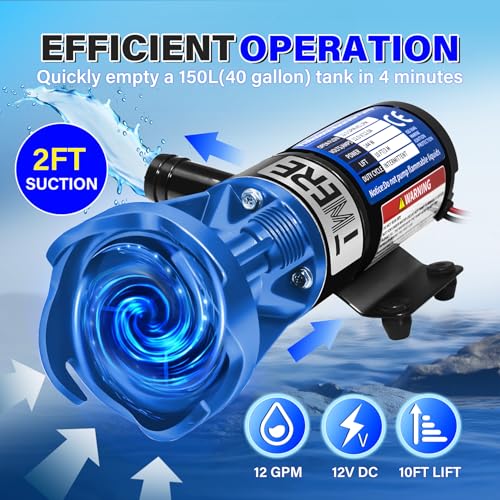 Image of [Upgraded Version] RV Macerator Pump,12V 12GPM 4-Minute Quick Emptying Release Sewage Pump with Hose Fittings and Garden Hose Discharge Port,Full Protection Kit,SK5 Blades,Lift 10FT,Ideal for RV Boat