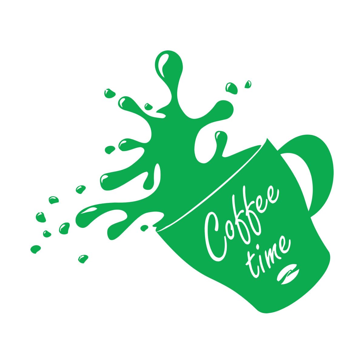 Wall Stickers Cup of Coffee House Bean Coffee Time Shop 54x62.4cm Art Decoration Large Green โ image 1
