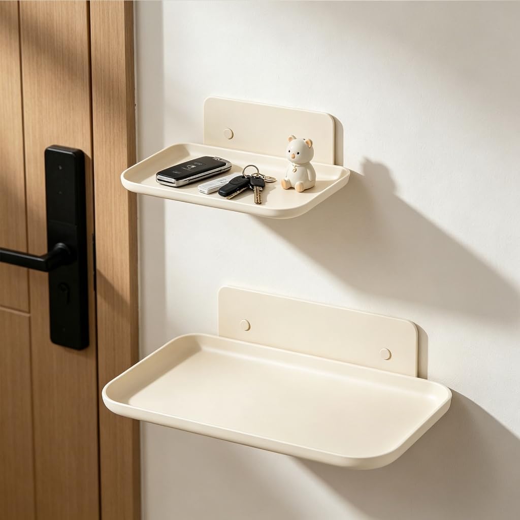Foldable Wall Mounted Shelf For Bathroom Folding Storage Rack Phone Holder