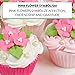 Global Sugar Art Blossoms and Leaves Edible Sugar Cake & Cupcake Flowers, Pink, Small Unwired, 24 Count with Leaves by Chef Alan Tetreault