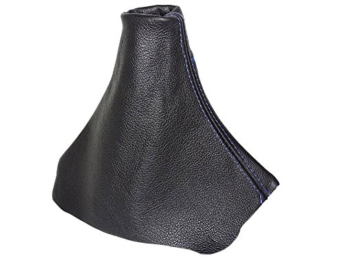 FOR VOLKSWAGEN B6 B7 2006-2015 SHIFT BOOT BLACK GENUINE LEATHER BLUE STITCHING