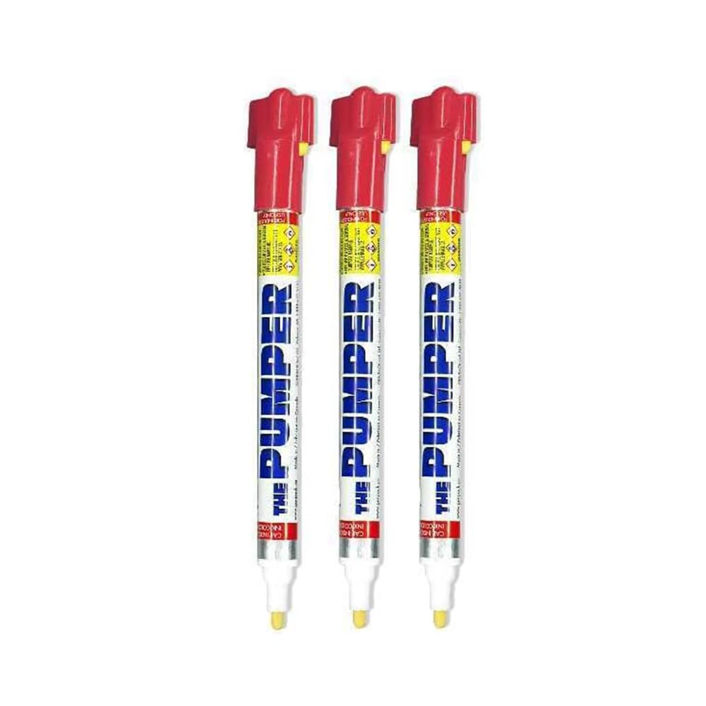 The Pumper Marker - Permanent Heavy Duty Industrial Paint Marker (Red, 3)