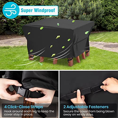 Velway Patio Furniture Covers Waterproof Outdoor Super Windproof 49 Inch Square Table Cover With Seal Tape At Seams, Anti-Uv Fire Pit Table Cover With Side Adjustable Straps, 4 Windproof Buckle Straps #TOP3