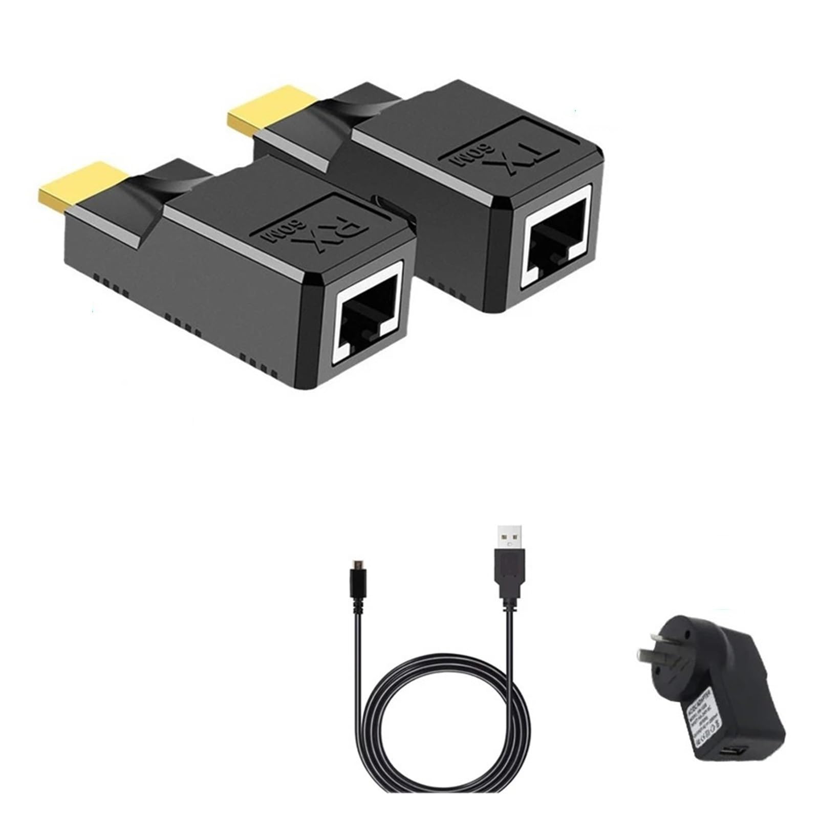 HDMI Extender 60M Over Cat5e/6/7 Cable 1080P To RJ45 Converter Ethernet For PC Laptop PS4 PS5 HDTV(AU Power adapter)