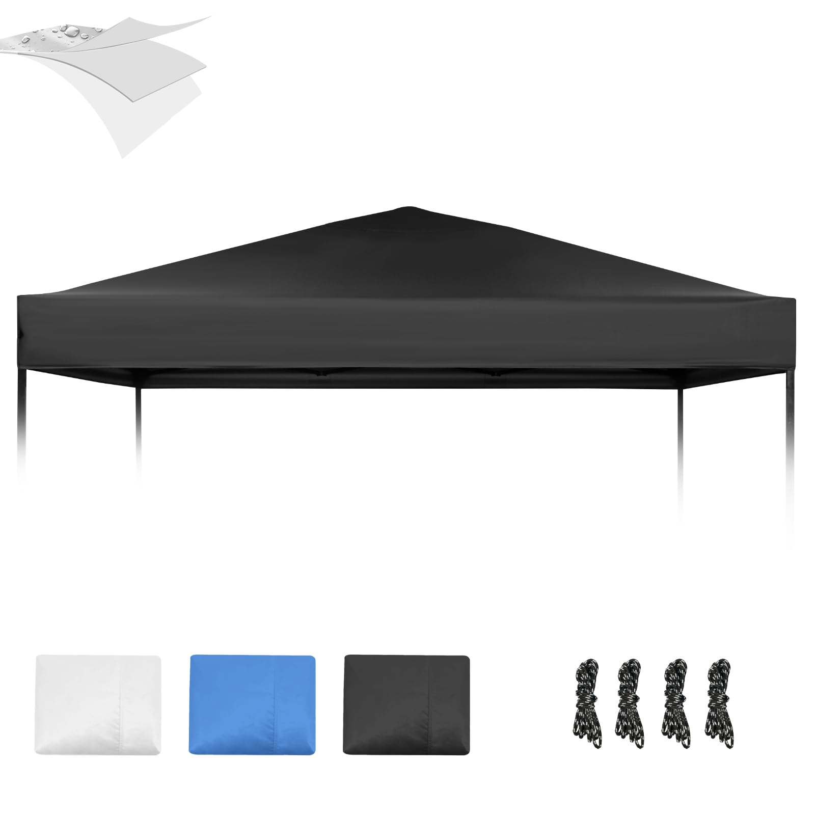 Photo 1 of 10×10 Canopy Replacement Top, Pop Up Canopy Replacement Tent Cover for Straight Leg Frame, Waterproof Canopy Top Cover for Garden Patio Camping (Top Only)(Black)