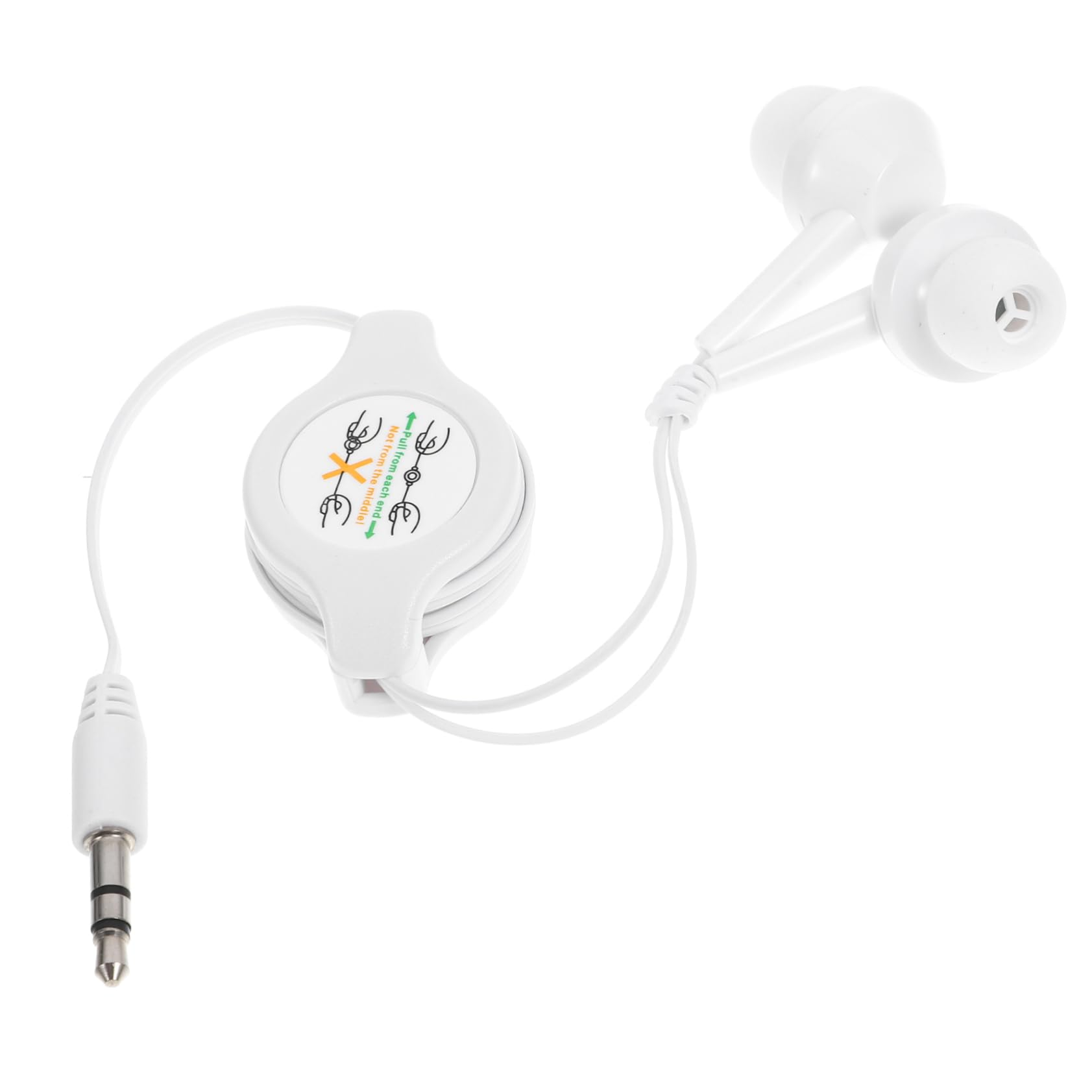 in-Ear Retractable Earphones Microphone Noise-Isolating Mini Earbuds for Students and Travelers 3 5mm Jack Lightweight White Design