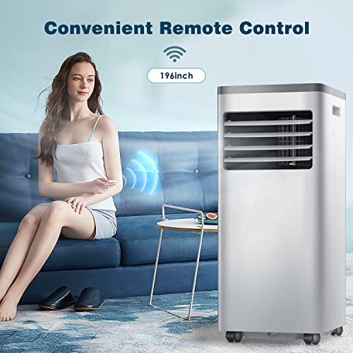 Zafro 8,000 Btu Portable Air Conditioners, Portable Ac Unit With Remote For Room Up To 200 Sq.ft, 3-In-1 Air Conditioner With Digital Display/24Hrs Timer/Installation Kit For Home/Office/Dorms, White&Silver #TOP5