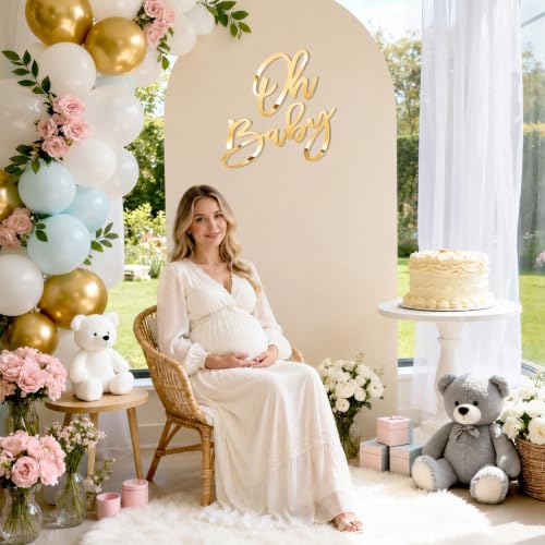 Image of Acrylic Oh Baby Sign for Baby Shower Backdrop, Gold