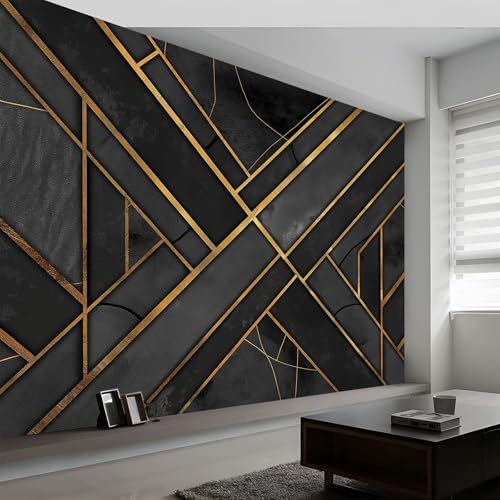 Papier peint photo 3D marbre noir et doré 500x280 cm grand format intissé