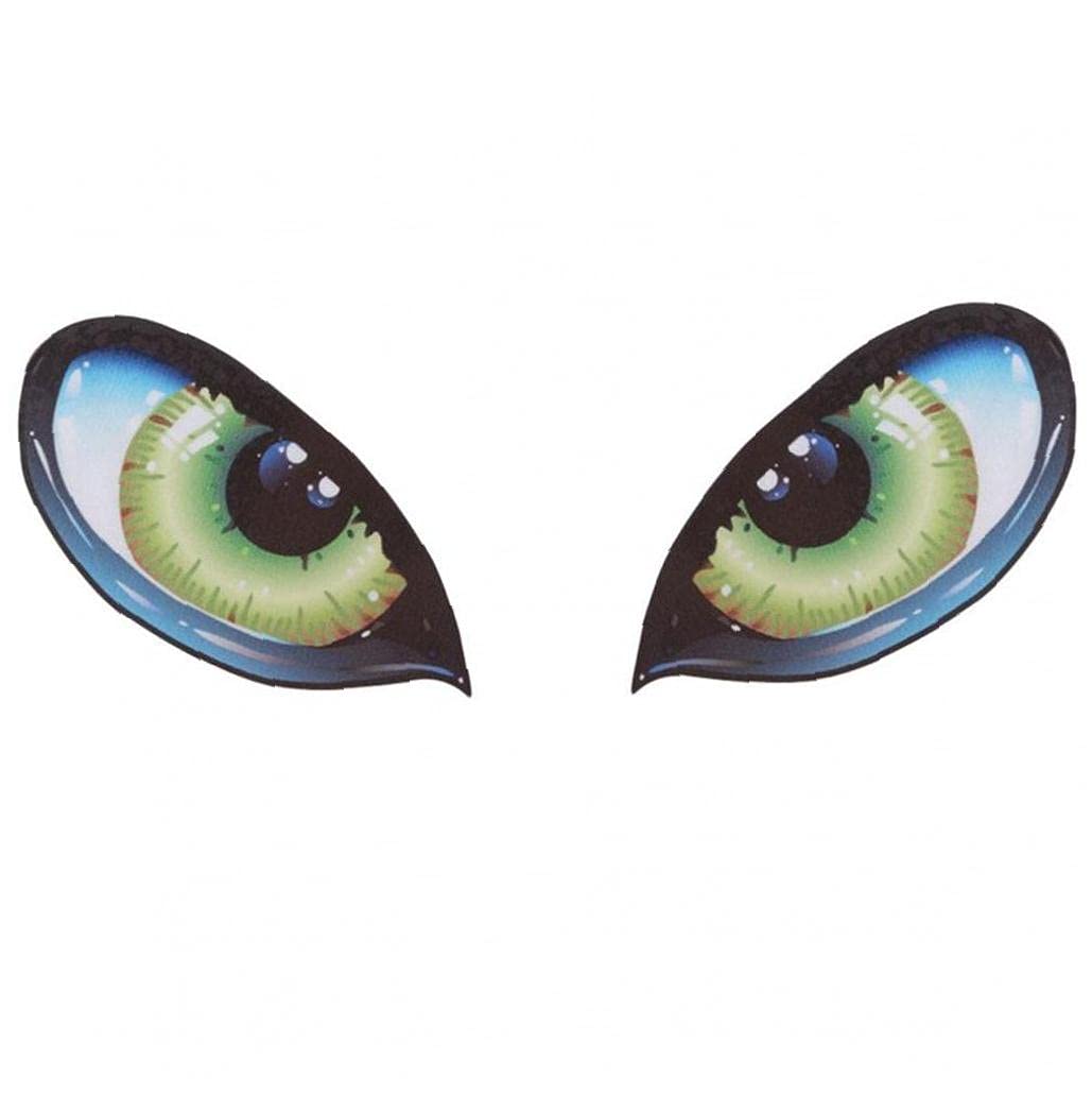 Zonster Green Car Stickers, Stereo Reflective Cat Eyes Car Sticker Rearview Mirror Decal Universal Eyes Stickers