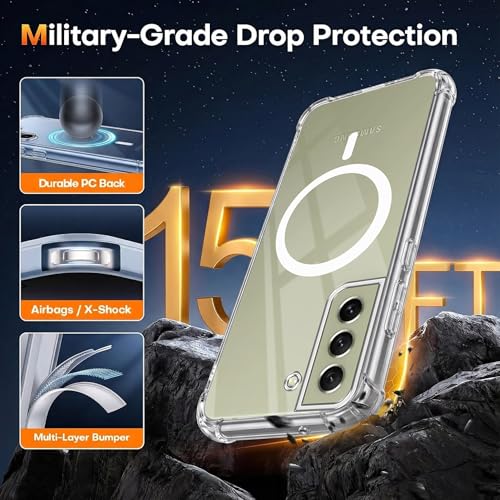 Image of Jkobi Shockproof Crystal-Clear Back Cover for Samsung Galaxy S21 FE 5G (Magsafe Wireless Support | Drop & Camera Protection | Hard Polycarbonate)