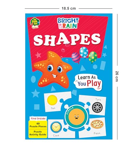 Image of The Book Tree Bright Brain Shapes Puzzle - Learn & Recognise Shapes with 40 Puzzle Pieces - Engaging Activity for Kids Age 3+ - Gift Box by Majestic Book Club