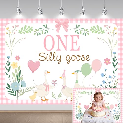 Fondo Fotográfico One Silly Goose Rosa 7x5 ft miniatura 2