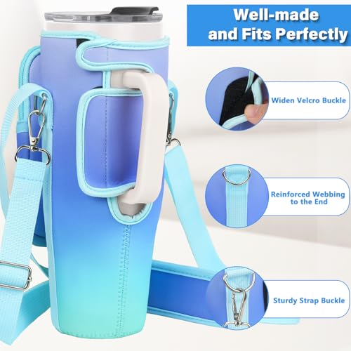 Image of LEFOR.Z Water Bottle Carrier Bag with Phone Pocket Compatible with Stanley /Meoky 40 oz Tumbler with Handle,Water Bottle Holder Pouch with Adjustable Strap Compatible with Stanley Cup Accessories