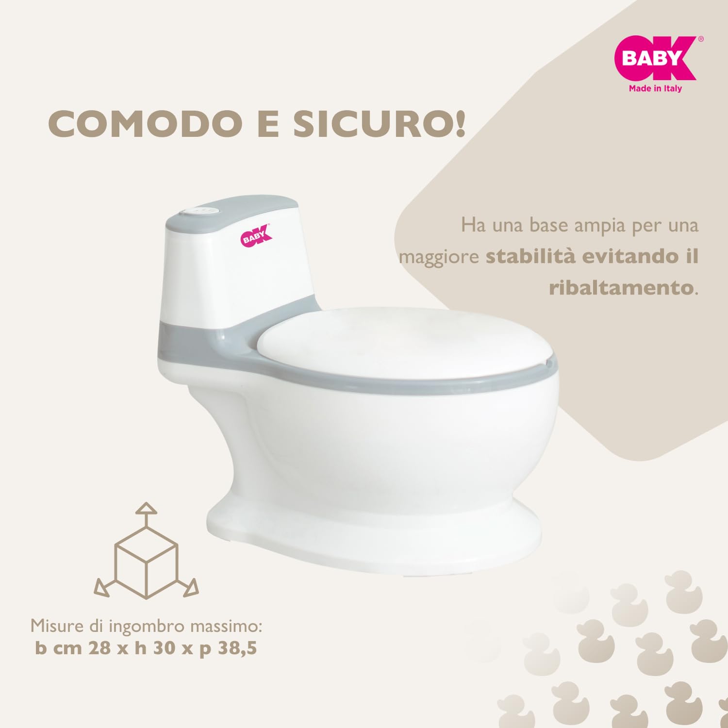 OKBABY MINI WC – Vasino per Bambini con Suono dello Sciacquone e Coperchio, Base Antiscivolo, 18+ Mesi