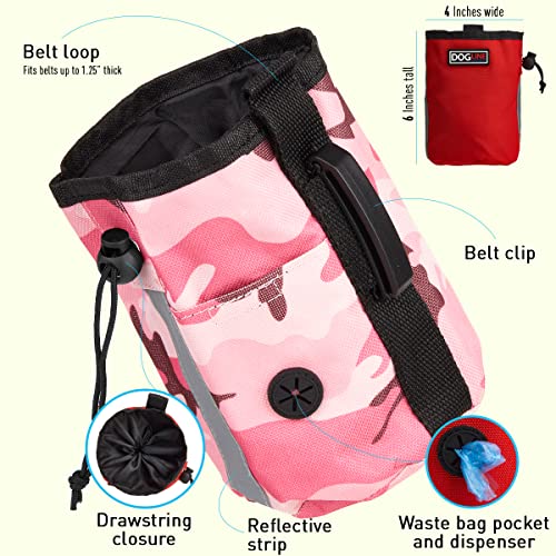 Image of Dogline Dog Treat Pouch: Puppy Training Bag, Pet Kibbles and Snacks Holder, Litter Waste Bags Dispenser with Adjustable Drawstring Closure, Large Capacity with Mesh Pocket, Strong Nylon Material