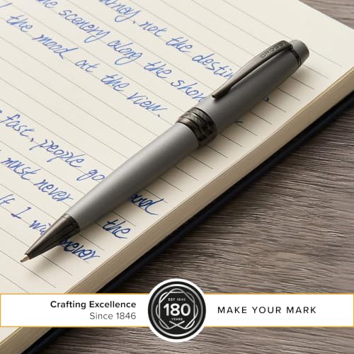 Image of Cross Bailey Matte Gray Refillable Ballpoint Pen - Medium Point, Black Ink, Smooth Writing, Presented in a Premium Gift Box